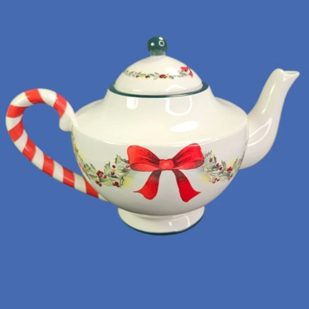 Sandy Lynam Clough Teapot Christmas Windows Of The Heart Tea Pot With Lid Floral